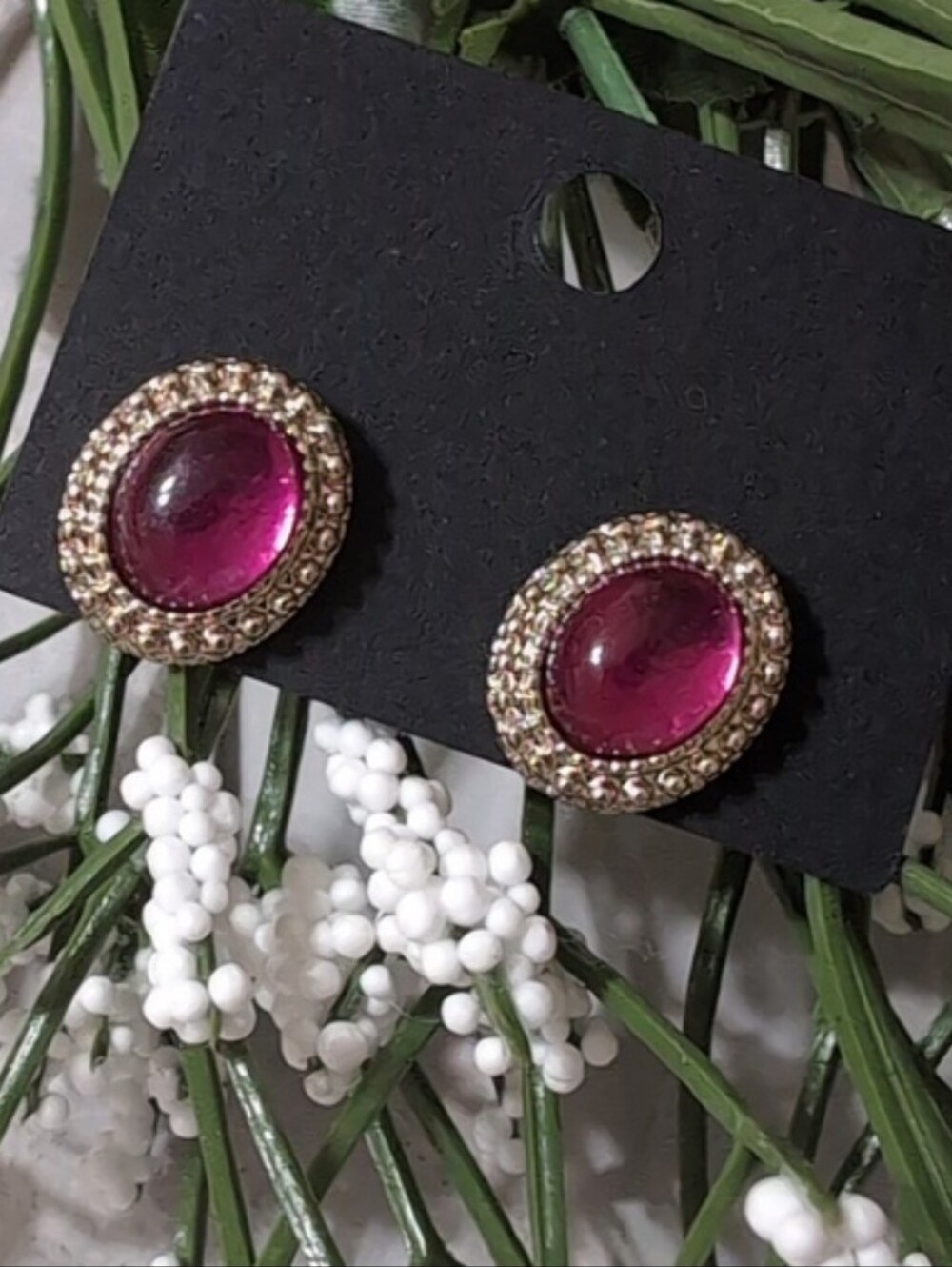 Croft & Barrow Goldtone and Rose Pink Small Stud Earrings 1/2" Long